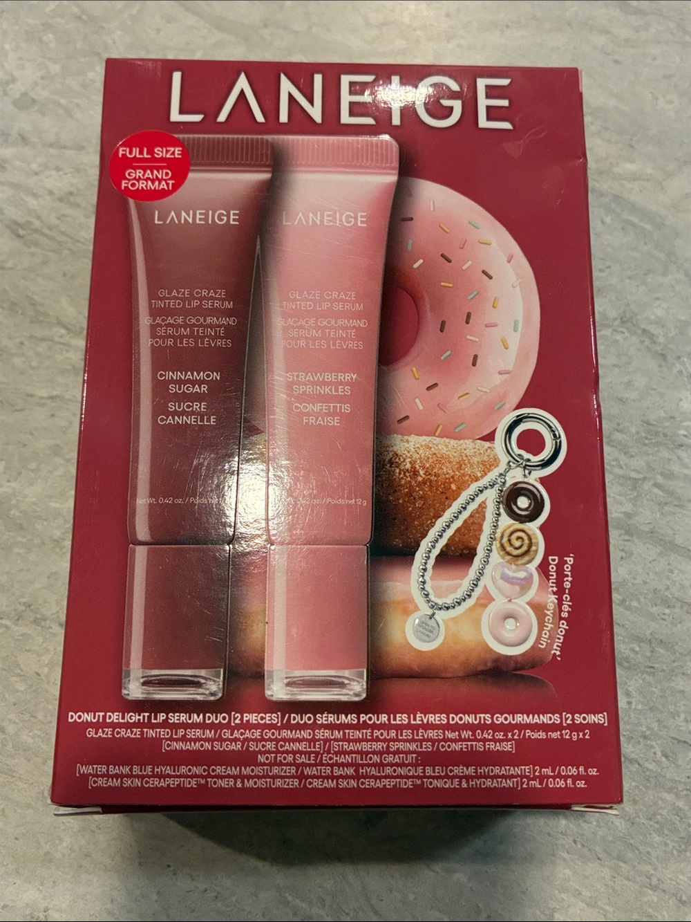 LANEIGE Donut Delight Lip Serum Duo - Cinnamon Sugar & Strawberry Sprinkles